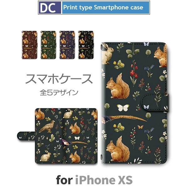 iPhoneXS ケース 手帳型 スマホケース リス 鳥 動物 iphone xs アイフォン / ...