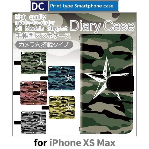 iPhoneXS Max ケース 手帳型 スマホケース 迷彩 星 iphone xs max アイフ...
