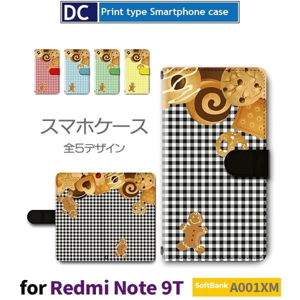 Redmi Note 9T クッキー お菓子 チェック スマホケース 手帳型 SoftBank A0...