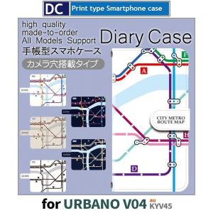 地下鉄 路線図 スマホケース 手帳型 URBANO V04 アンドロイド / dc-704.