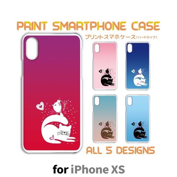 iPhoneXS ケース カバー スマホケース ネコ ハート iphone xs アイフォン 片面 ...