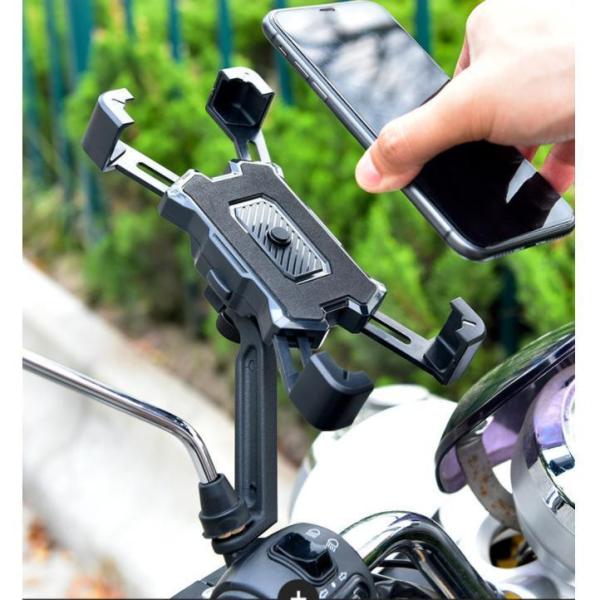 スマホホルダー オートバイ バイク用スクーター 原付 ハンドル装着 ミラー 360度回転 角度調整可...