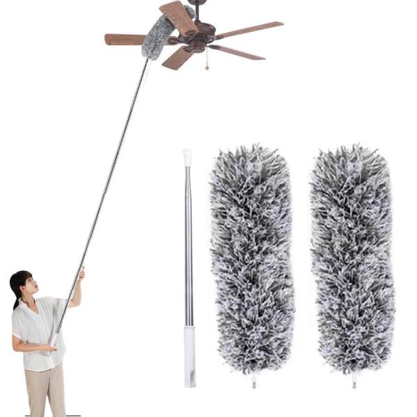 ほこりとり ホコリ取り はたき 1セット（交換用ヘッド2個 ハンディモップ 280cmまで伸縮 大掃...