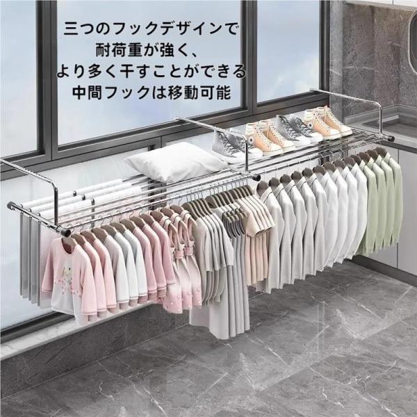 伸縮ベランダ手すり、コンパクト窓枠物干し物干しラック、折りたたみ式物干しスタンド、ステンレス鋼ベラン...