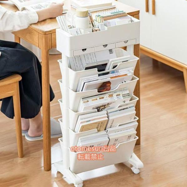 ブックスタンド本立てデスクサイド収納キャスター付き本棚スリム絵本棚卓上収納デスク整理学校机用品大容量...