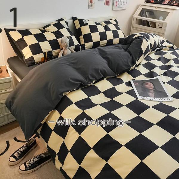 シーツセット セミダブル 布団カバー 4点セット ベッドカバー 寝具セット 枕カバー 洗える 北欧風...