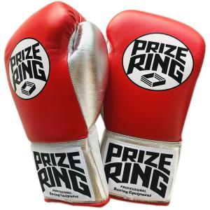 PRIZE RING/プライズリング 本革製 "Pro-training" ボクシンググローブ 8oz レッド／シルバー