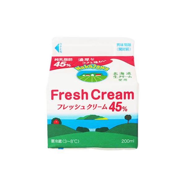 冷蔵 中沢乳業 フレッシュクリーム（純生クリーム）45％ 200ml