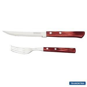 トラモンティーナ　ステーキナイフ＆テーブルフォークセット　レッド