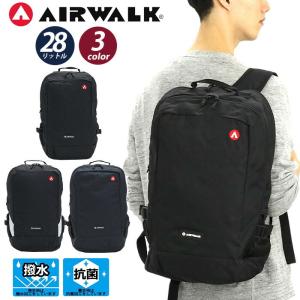 リュックサック スクエア AIRWALK エアウォーク 2気室 28L 軽量 スクール リュック SDGs バックパック 裏地抗菌加工 PC 通勤 通学 男女兼用 黒｜pro-shop