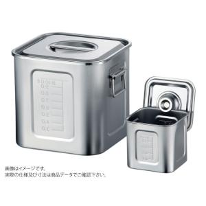 21-0ステンレス製 目盛付角キッチンポット 15cm 15150 (持ち手なし