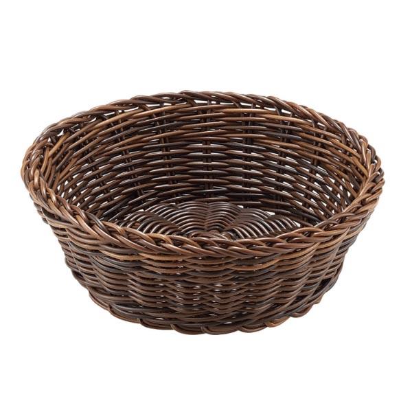 (1点) 樹脂バスケット PPラタン RO-282-BRM エコノミー 丸型バスケット 25型 ブラ...