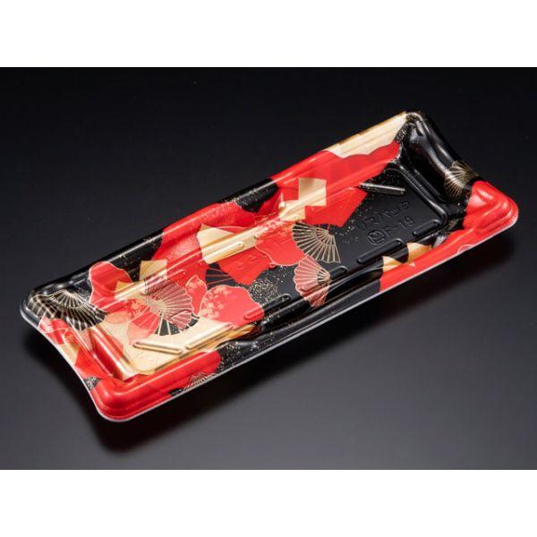 (50枚) 寿司容器 しきさい 1-5B 箔おうぎ赤 リスパック 00316332