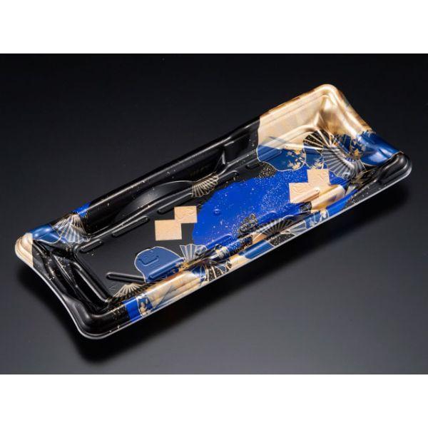 (50枚) 寿司容器 しきさい 1-5B 箔おうぎ青 リスパック 00316333