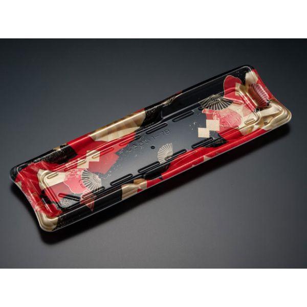 (50枚) 寿司容器 しきさい 1-7B 箔おうぎ赤 リスパック 00316337