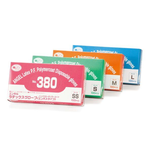 (2000点) ゴム手袋 No.380 ラテックスグローブ ノンパウダー ポリマーコート SS サン...