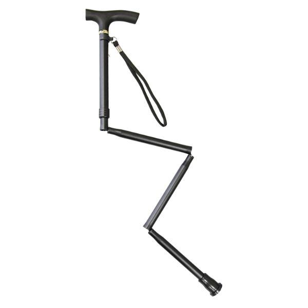 (50点) 【介護/医療】杖 すべりにくい杖 伸縮折りたたみ式 黒 オオサキメディカル 003725...