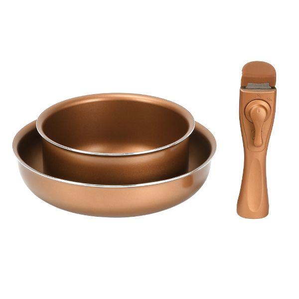 鍋・フライパン VISIONS GOLD Coating IH対応クックウェア3pcsセット パール...