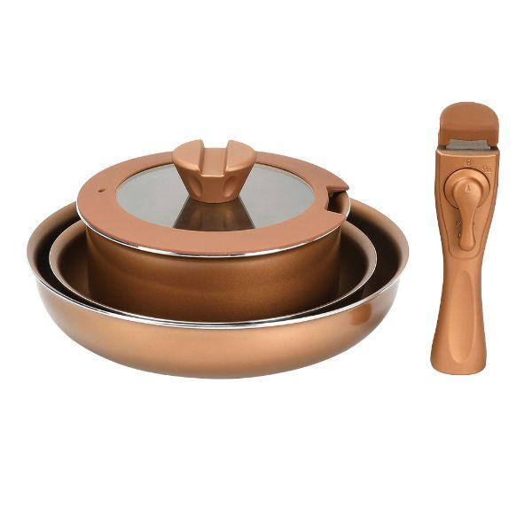 鍋・フライパン VISIONS GOLD Coating IH対応クックウェア5pcsセット パール...