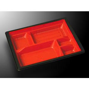 使い捨て食品容器 弁当容器（プラスチック製） 中央化学 CTWF-22B-27赤黒-BK身L 50枚