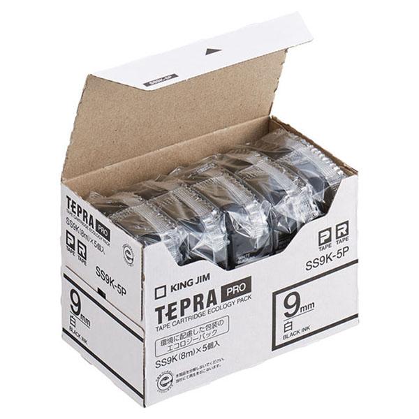 (1点) テプラPROテープカートリッジ エコパック 5個入 (白/黒文字/テープ幅9mm) キング...