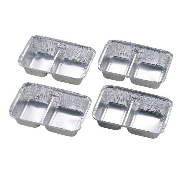 (120点) アウトドア用品 アルミバーベキュー 仕切付角型プレート 4個組 パール金属 00437...