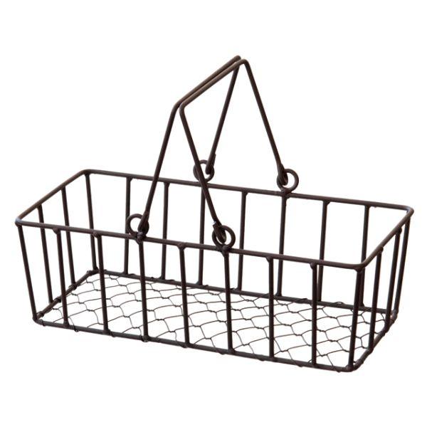 【1点】フラワー什器 ワイヤー角底カゴ-M ダークブラウン(6個) ヘッズ 00458805