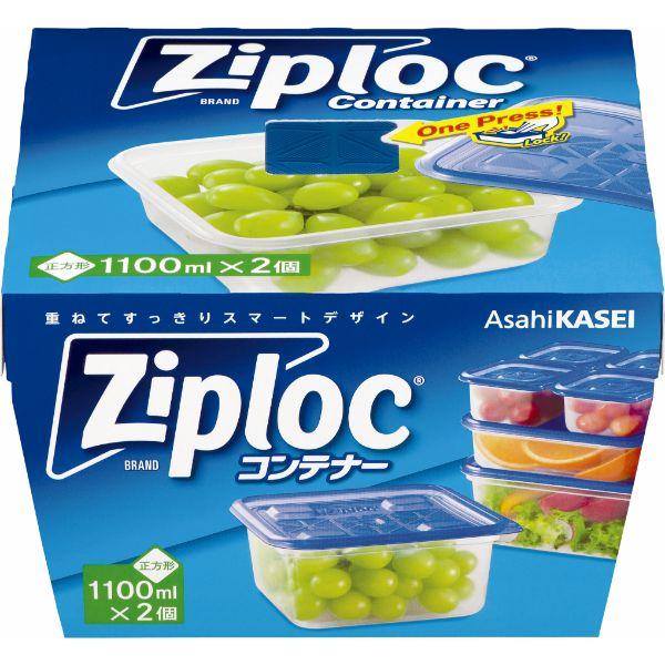 まとめ買い ジップロック コンテナー 正方形 1100ml 2個入 24袋 保存容器 ペール ポット...