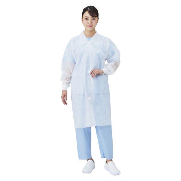 (50点) ディスポ白衣 リブ付不織布白衣 マジックタイプ L メディテックジャパン 0061771...