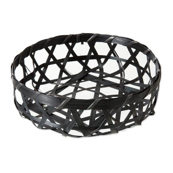 【1000点】竹かご 六ツ目丸黒(ミニ) 萬洋 00820275