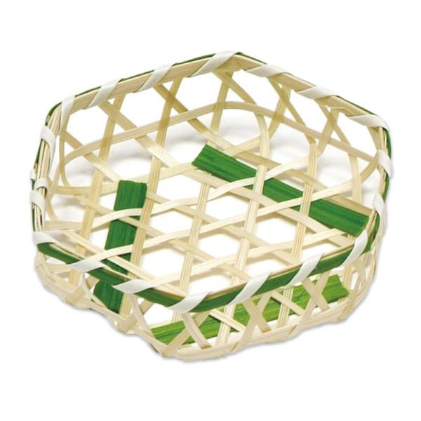 【1200点】竹かご 六角珍味 青(大) 萬洋 00820383