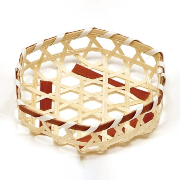 【100点】竹かご 六角珍味 茶(大) 萬洋 00820391