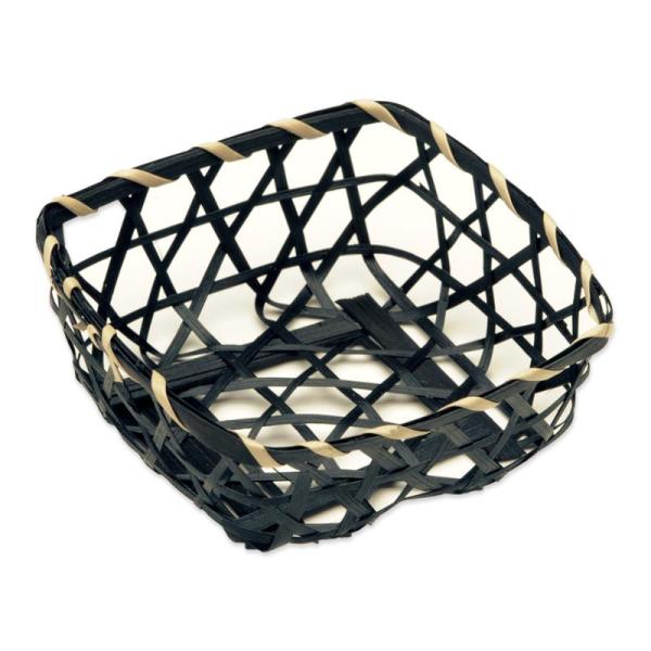 【100点】竹かご 角珍味篭 黒(小) 萬洋 00820408