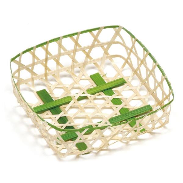 【1500点】竹かご 六ツ目角青(小) 萬洋 00820420