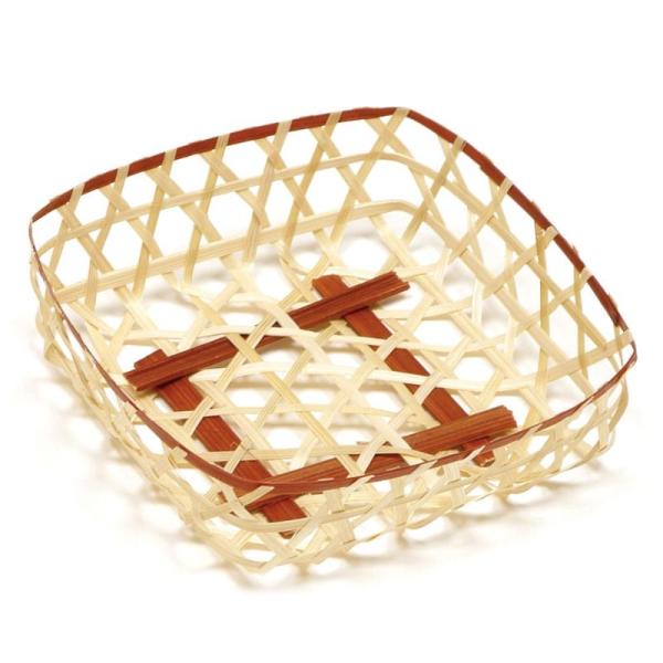 【1500点】竹かご 六ツ目角茶(小) 萬洋 00820422