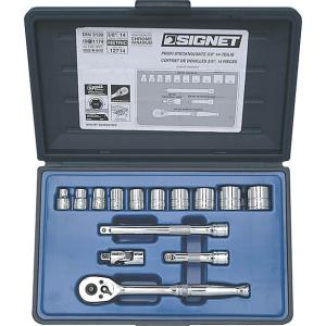 シグネット（SIGNET）3/8”DRソケットレンチ・スパナ【ミリ】セット14P〔12714〕