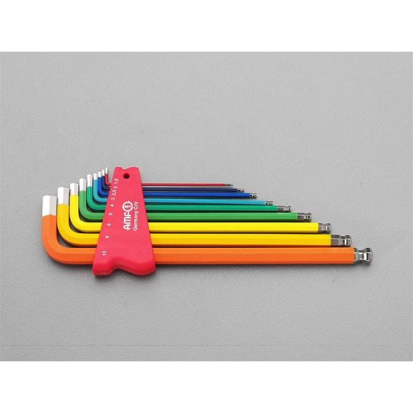 AMFロング六角レンチセット9本組【ミリ】レインボー 911LG-HM9F