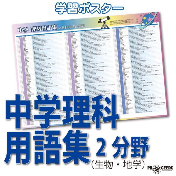 proceedx　学習ポスター　0977　中学理科用語集2分野（生物・地学）　送料無料　折り目無し送...