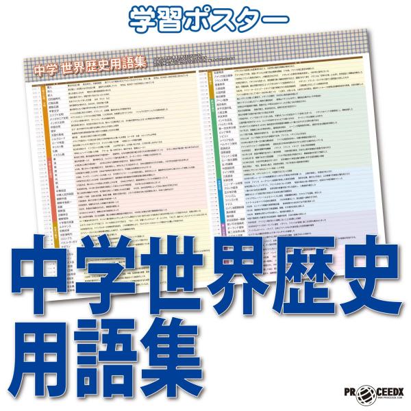 proceedx　学習ポスター　0980　中学　世界歴史用語集　送料無料　折り目無し送付　勉強部屋　...