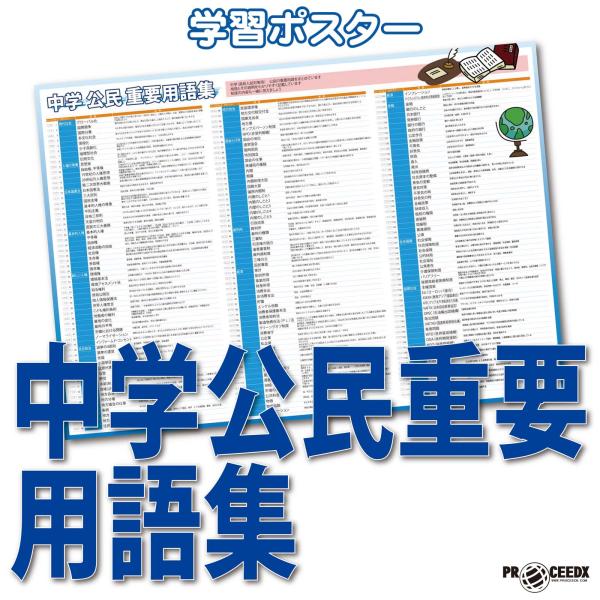 proceedx　学習ポスター　0981　中学　公民　重要用語集　送料無料　折り目無し送付　勉強部屋...