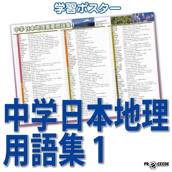 proceedx　学習ポスター　10040　中学　日本地理用語集 1　送料無料　折り目無し送付　勉強...