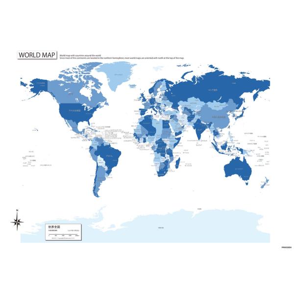 PROCEEDX美しい世界地図　パステルカラーブルー1　学習ポスターミニマルマップA2サイズ日本製1...