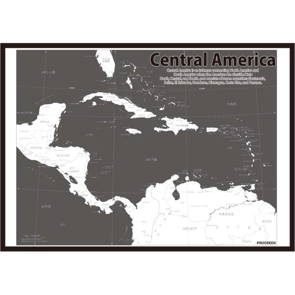 PROCEEDX美しい世界地図　中央アメリカ　学習ポスターミニマルマップ　フレーム付きA4サイズ日本...