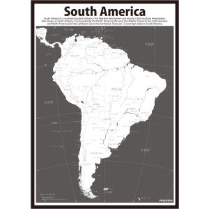 PROCEEDX美しい世界地図　南アメリカ　学習ポスターミニマルマップ　フレーム付きA4サイズ日本製1254｜proceedx