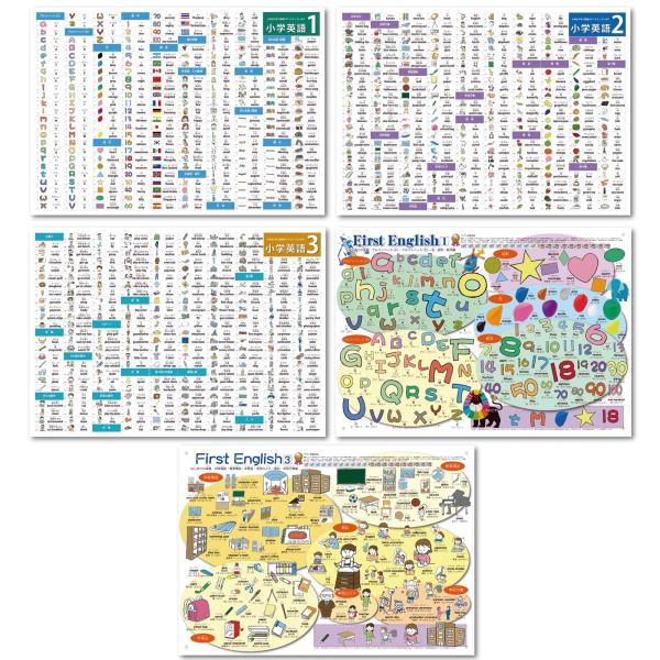 proceedx学習ポスター 小学英語かんぺき特別セット　Ａ2サイズ　5点　折り目無し送付　日本製