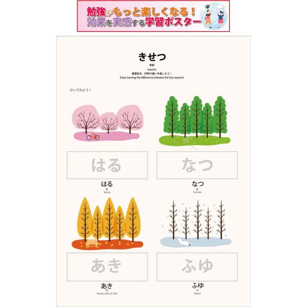 PROCEEDXよくわかる　季節　PP加工 モッテソーリ学習ポスター A4サイズ 日本製 送料無料