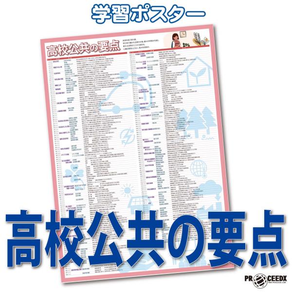 proceedx 学習ポスター1563高校公共の要点　勉強部屋　教室　壁貼り　学習　大学受験　送料無...