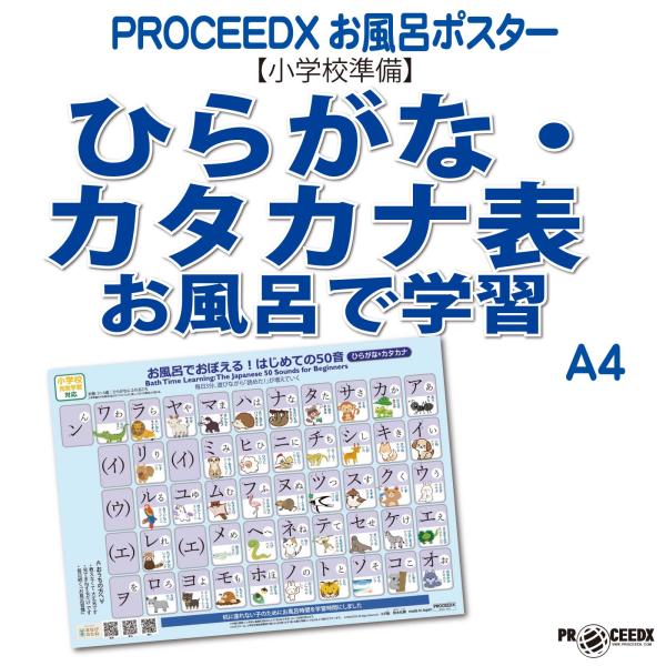 【小学校準備】ひらがな・カタカナ表 お風呂で学習ポスター A4 防水proceedx1610