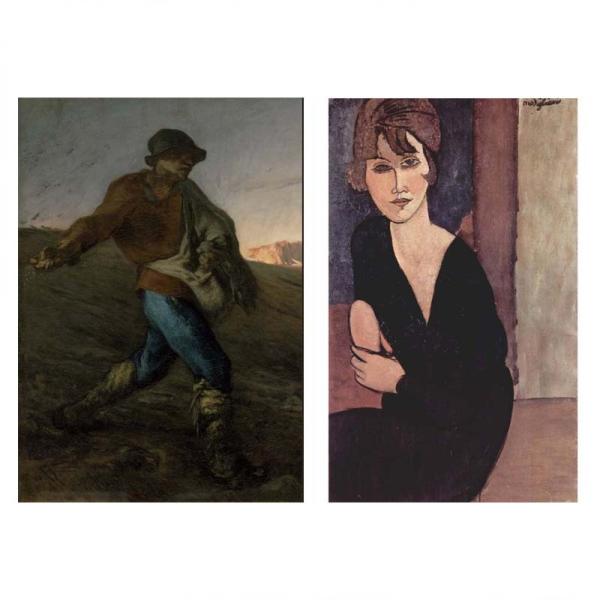 proceedx　名画 3132 絵画お値打ち２枚セット12　ミレー　モディリアーニ