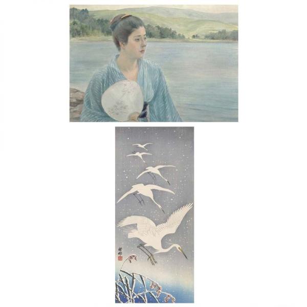 proceedx　名画 3146 絵画お値打ち２枚セット26 黒田清輝 小原古邨　　A3サイズ　送料...